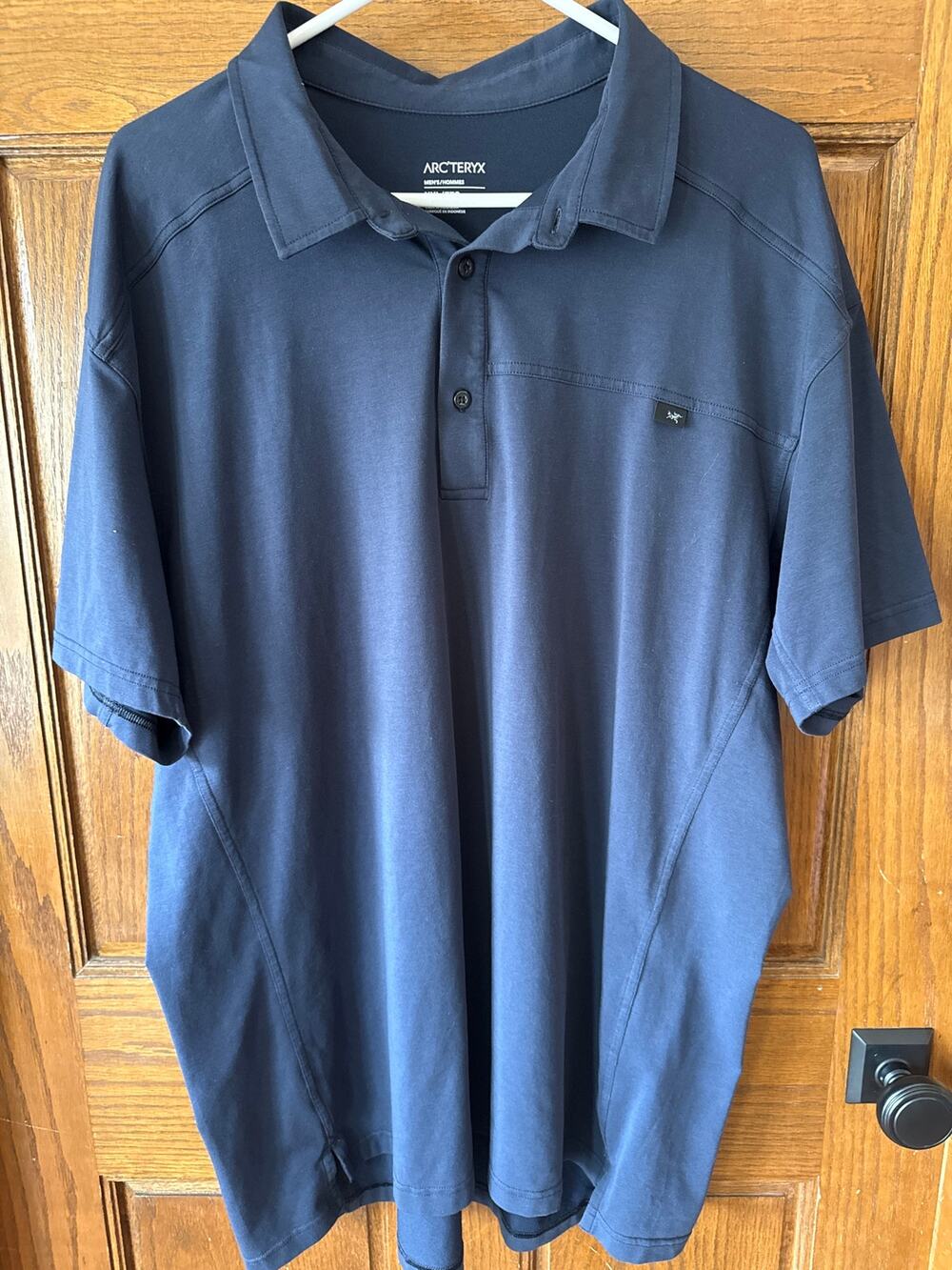 Arc'teryx Mens Captive Polo XXL Navy Blue Shirt Short Sleeve Pocket Casual
